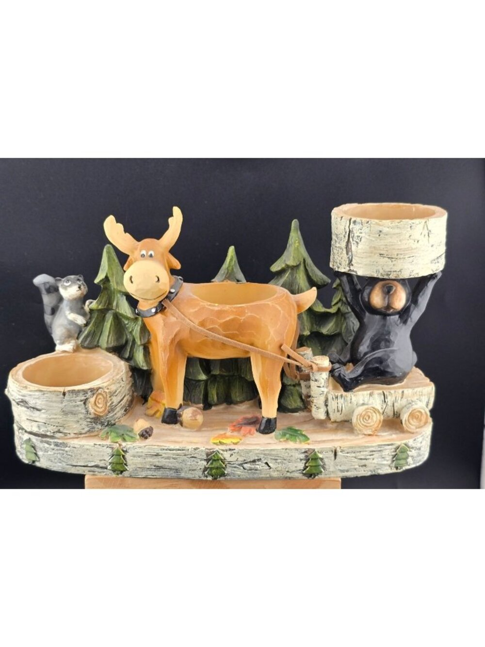 Yankee Candle Mountain Lodge Moose & Bear Tea Light Holder Cottage Cabin